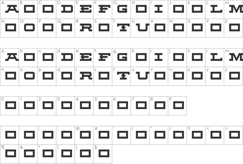 Fortitude font character map preview