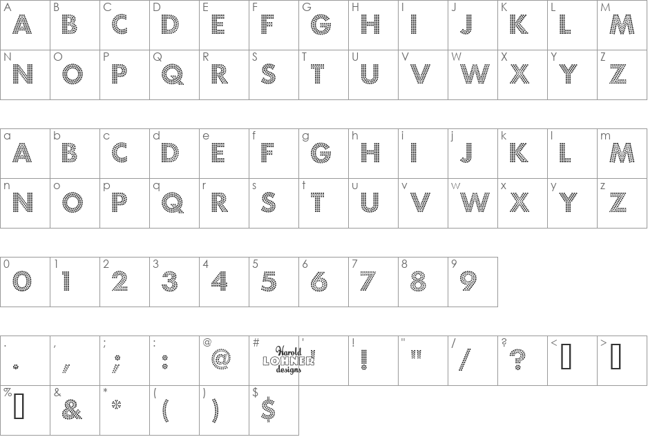 Fortuna Dot font character map preview