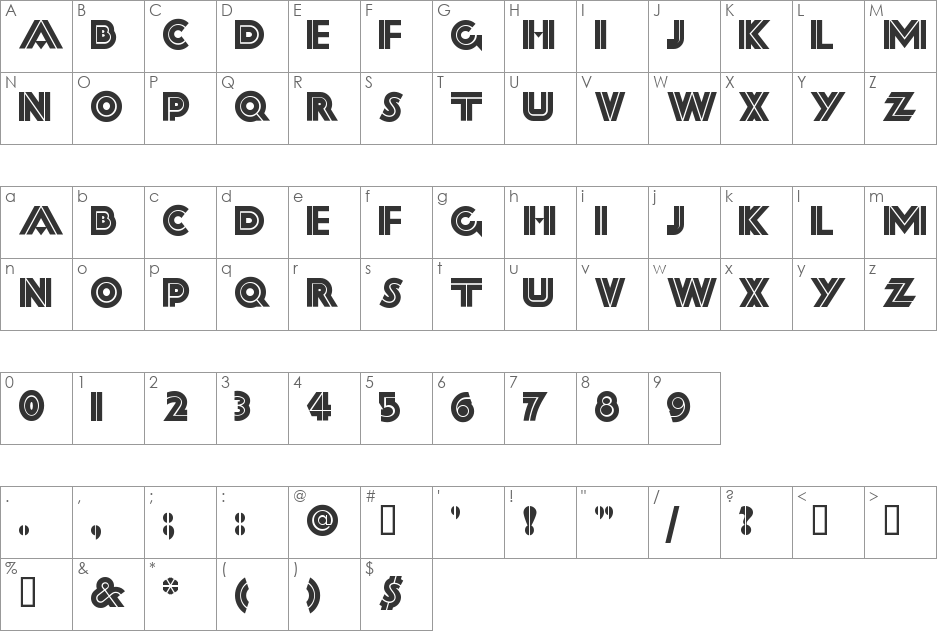 FortySecondStreetHB font character map preview