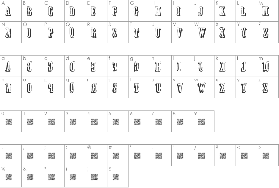 forwardsBACKWARDS font character map preview