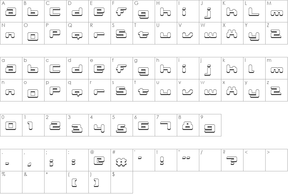 Ablattive font character map preview