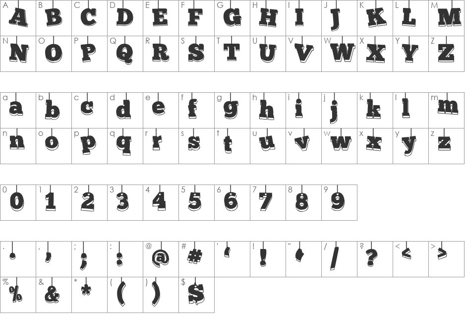 Fotokerstkaart font character map preview