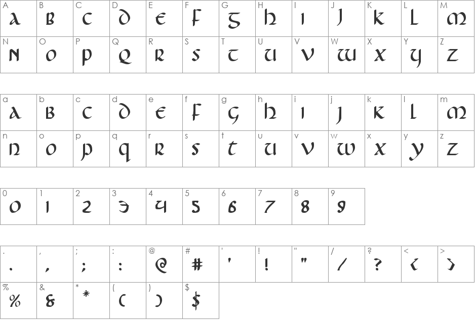 Foucault font character map preview