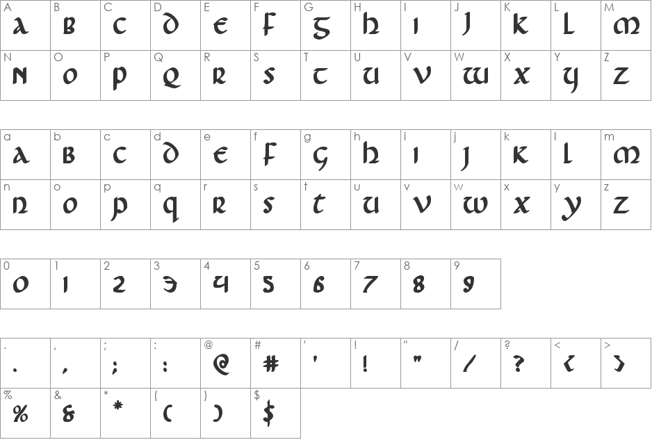 Foucault Bold font character map preview