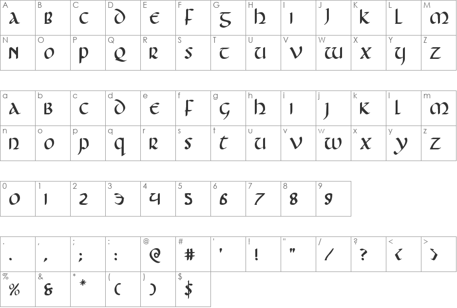 Foucault Expanded font character map preview