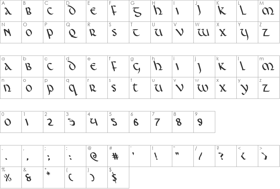 Foucault Leftalic font character map preview