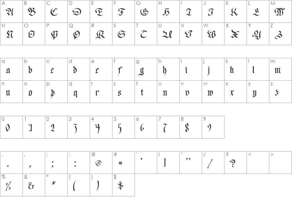 Foulton font character map preview