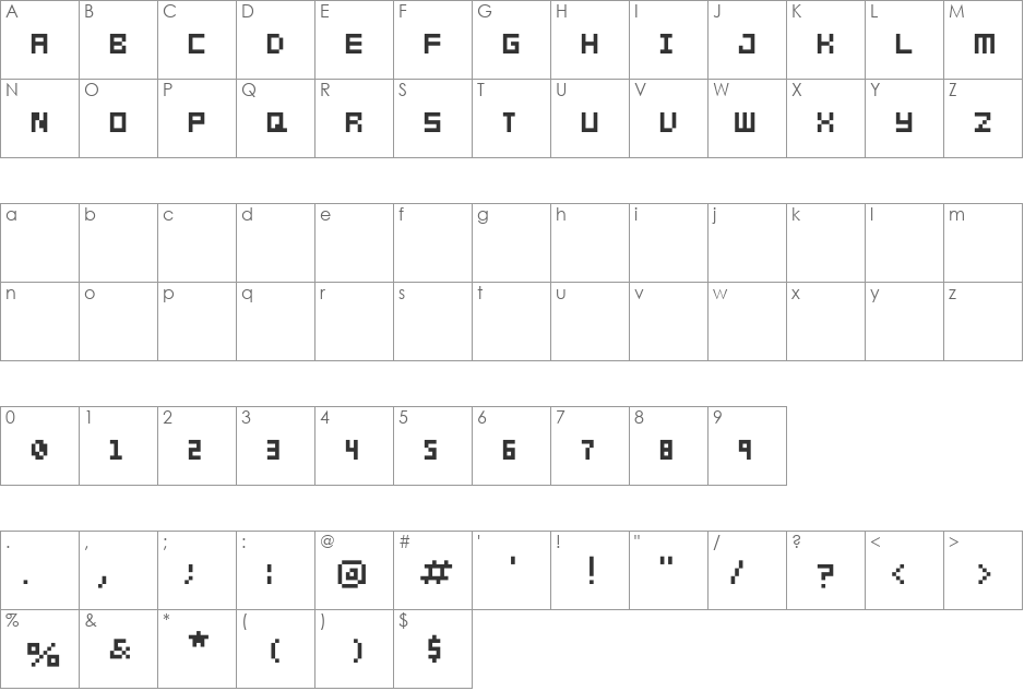 fourfive font character map preview