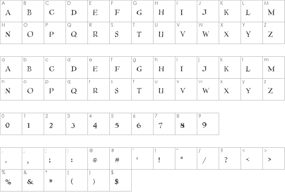 FourScoreTitling font character map preview