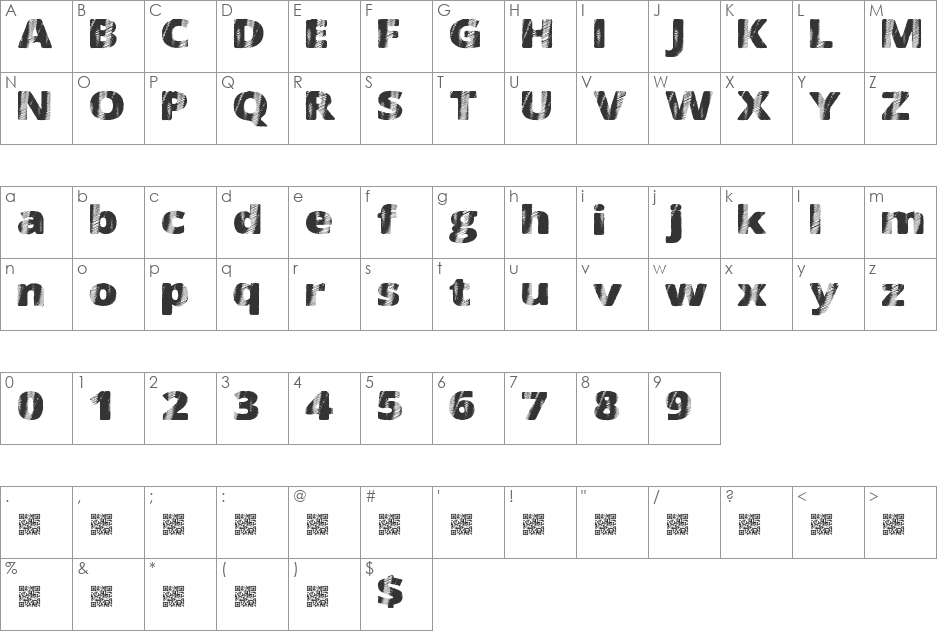 FourSix font character map preview