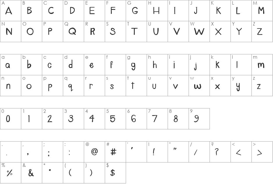 Fourth Grader Font font character map preview