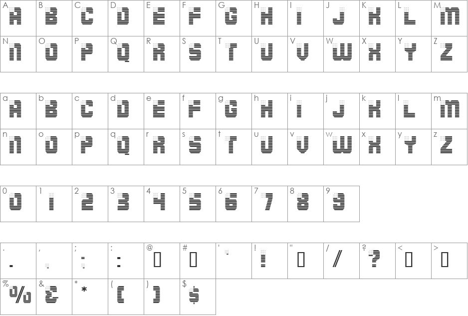 FourthDisplayCapsSSi font character map preview
