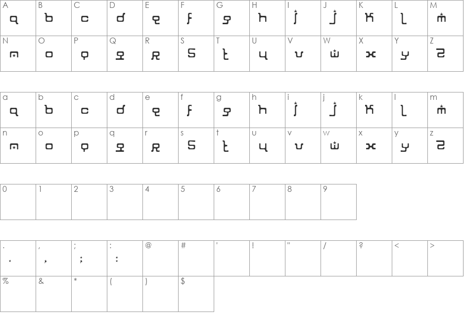 Fox Trap font character map preview