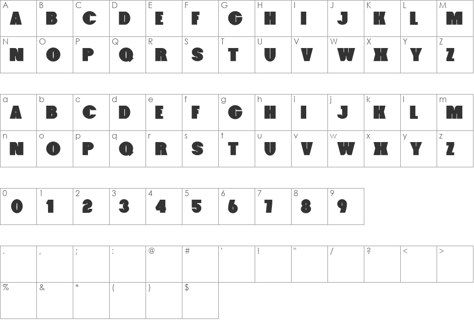 Foxxy Black font character map preview