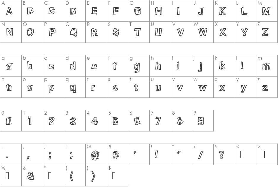 Fragment font character map preview