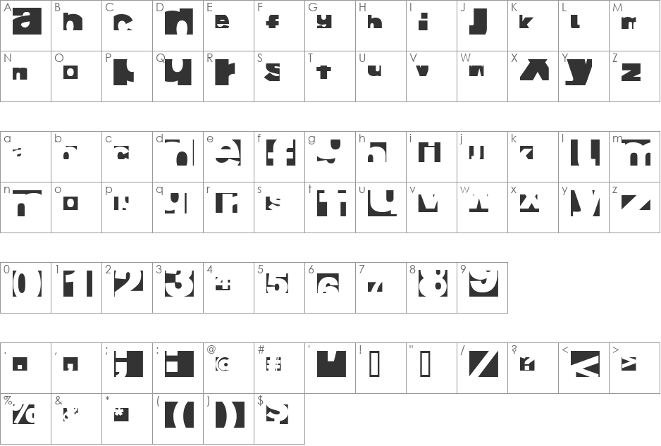 FragmentBO4 font character map preview