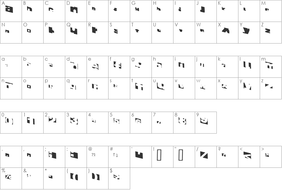 FragmentF font character map preview
