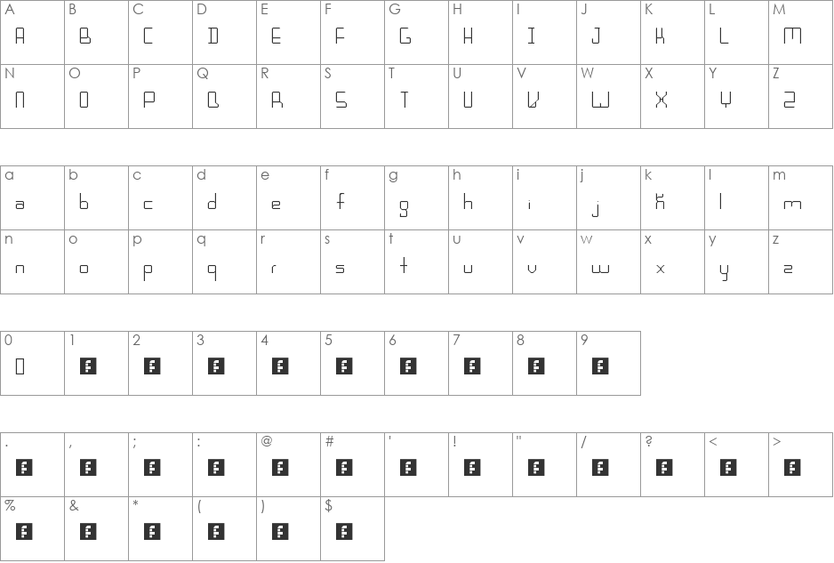 frail font character map preview