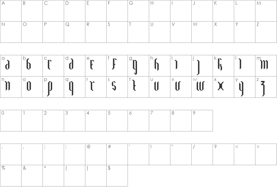 frakk font character map preview