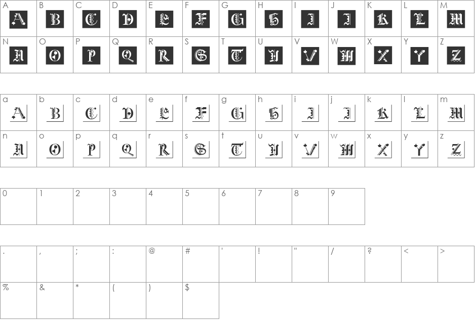 FraktKonstruct font character map preview