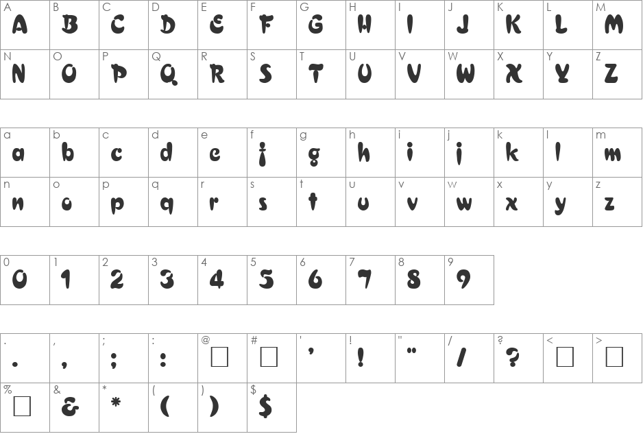 Francais font character map preview