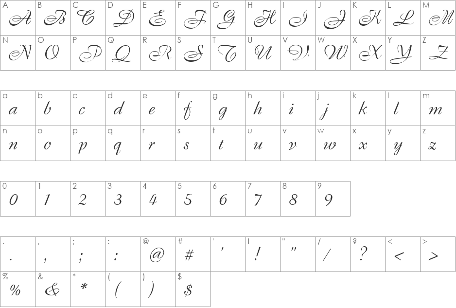 FrancineHmk font character map preview