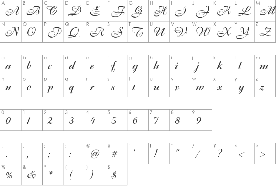 FrancineHmkBold font character map preview