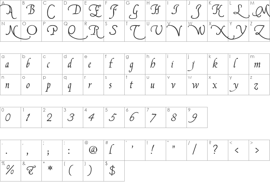 Francisco Lucas Briosa font character map preview