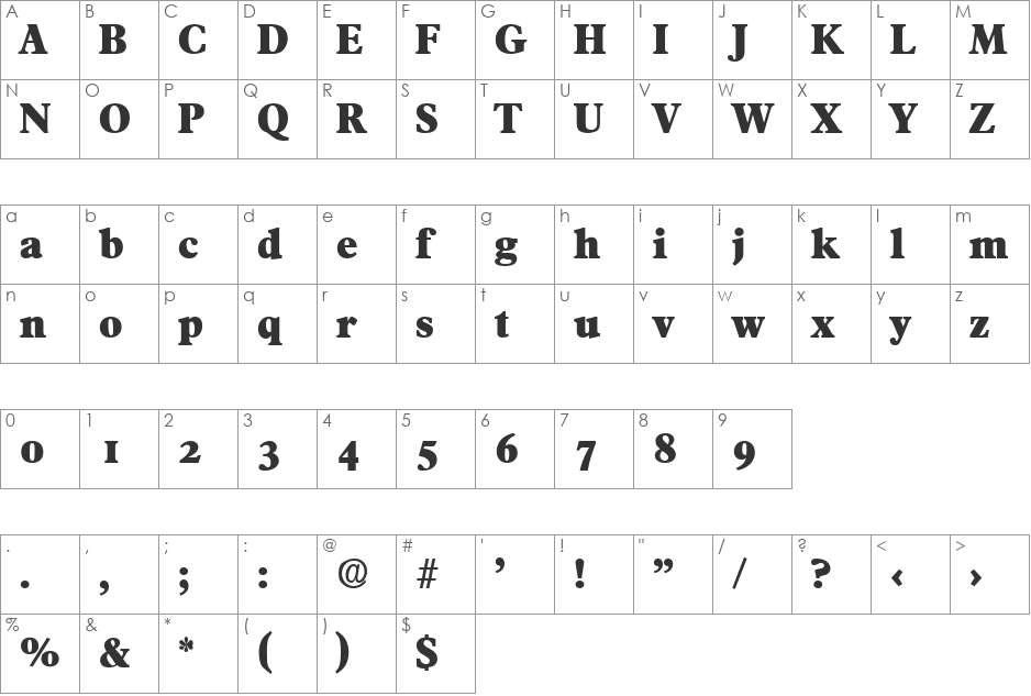 Francisco-ExtraBold font character map preview