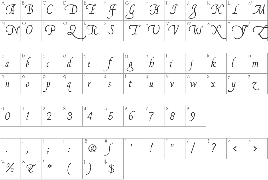 FranciscoLucas Llana font character map preview