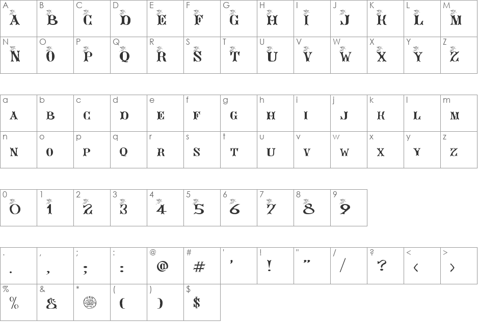 AngeGardien font character map preview