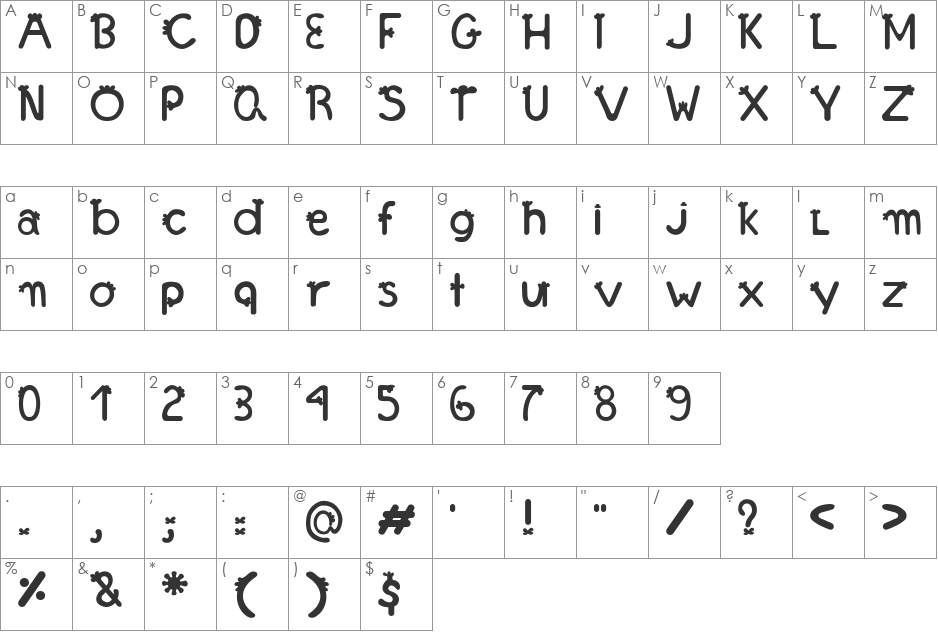 Franjinha font character map preview