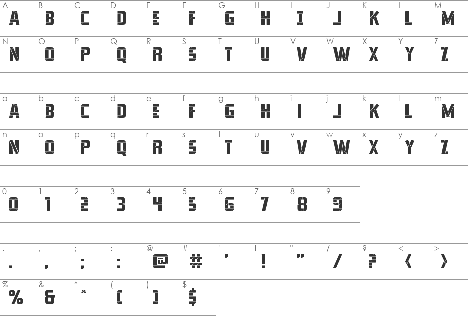 Frank-n-Plank Expanded font character map preview