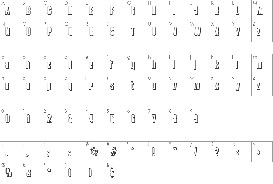 FrankBeckerShadow font character map preview