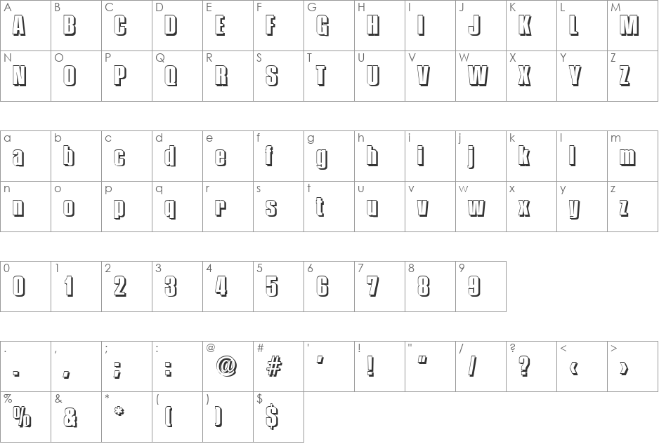 FrankBeckerShadow-ExtraBold font character map preview