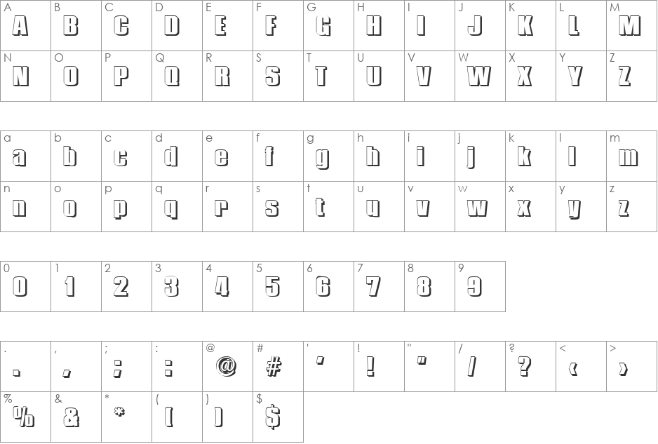 FrankBeckerShadow-Heavy font character map preview