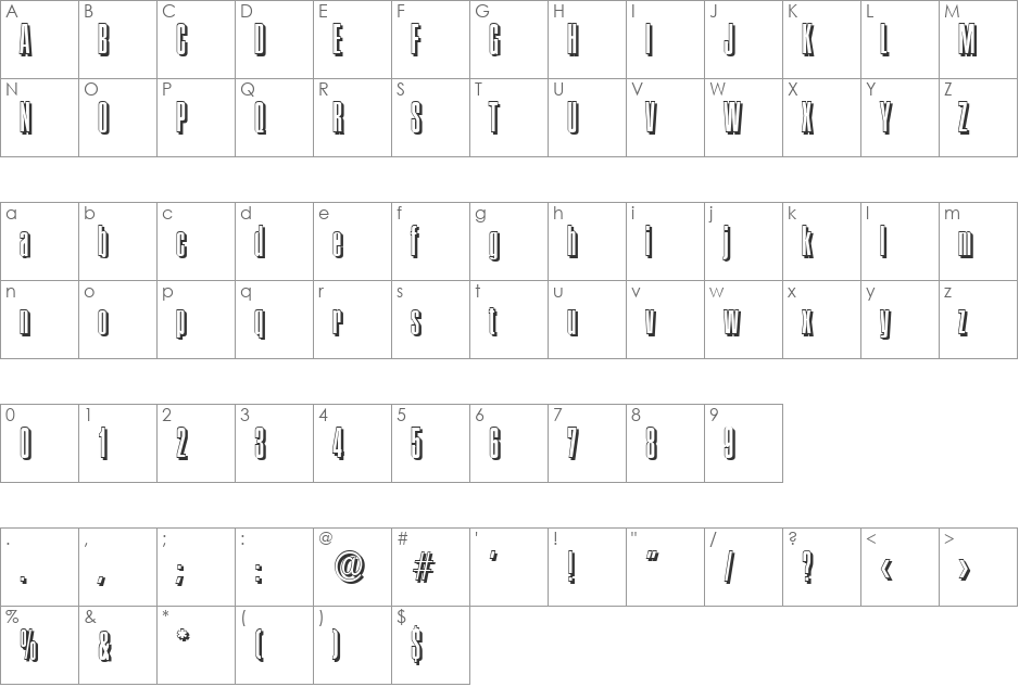 FrankBeckerShadow-Light font character map preview