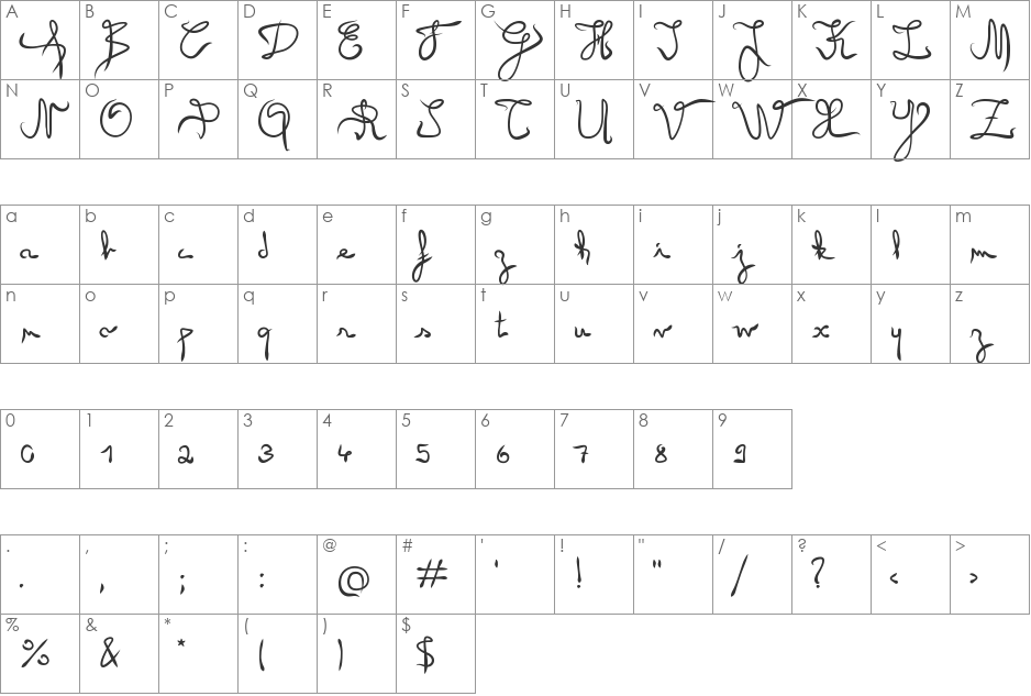 Angel font character map preview