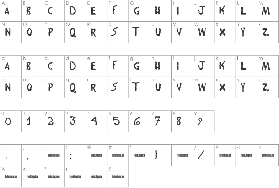 frankenwiniefont font character map preview