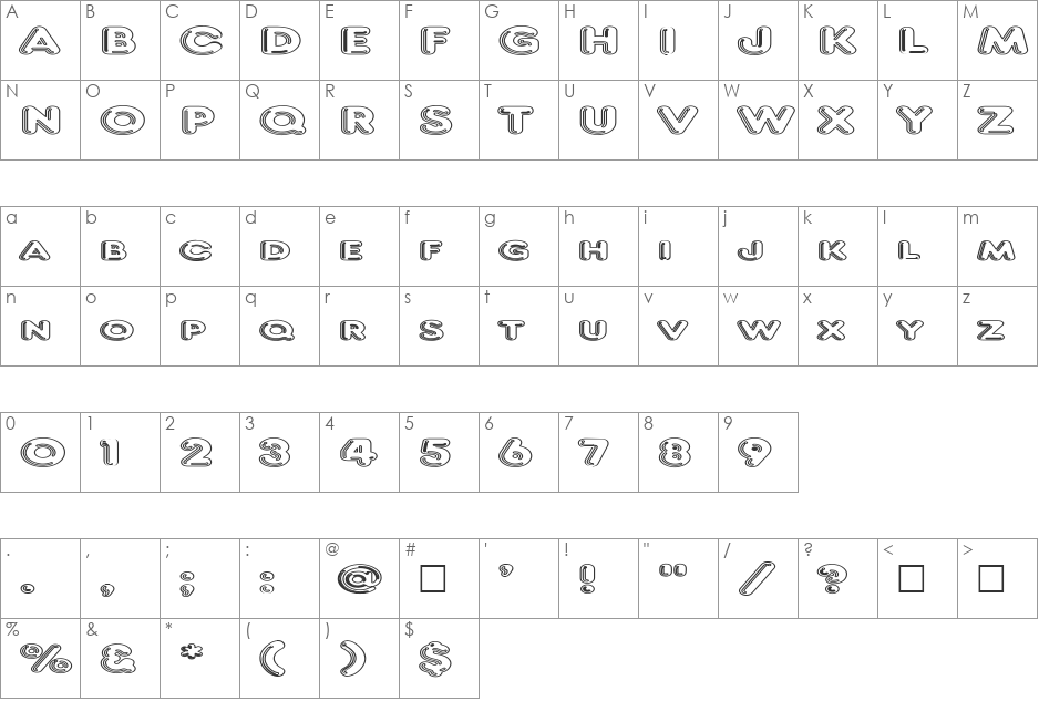 Frankfurt Large Hollow font character map preview