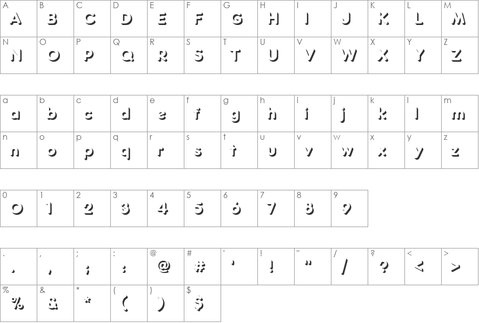 FrankfurterOnlShaDMed font character map preview