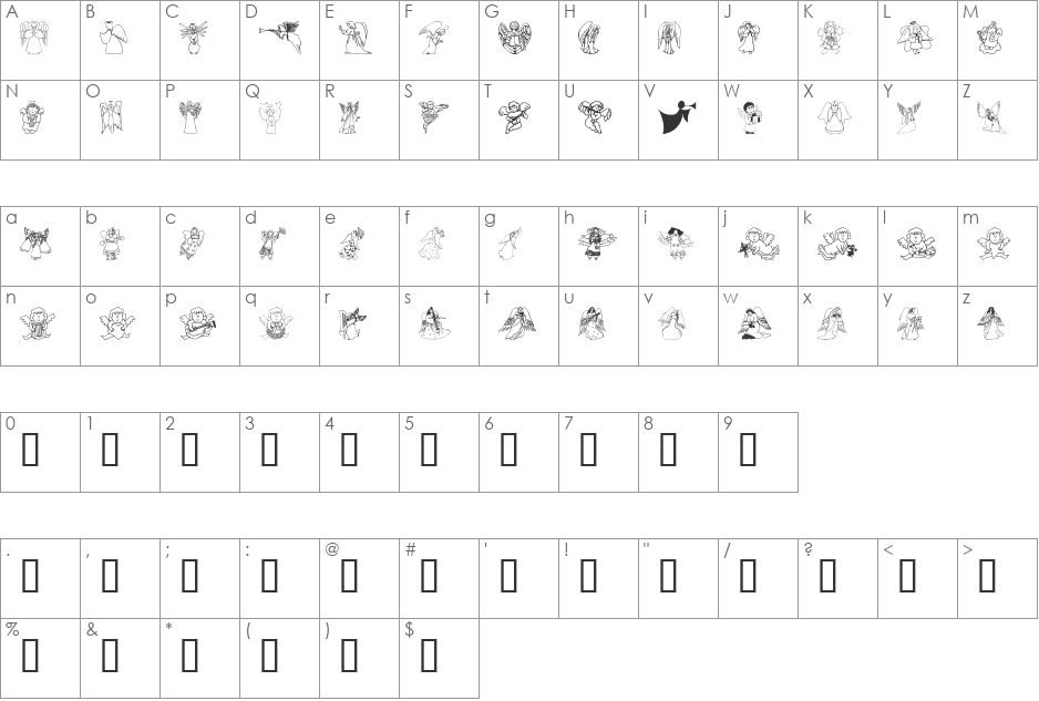 Angel'Os font character map preview