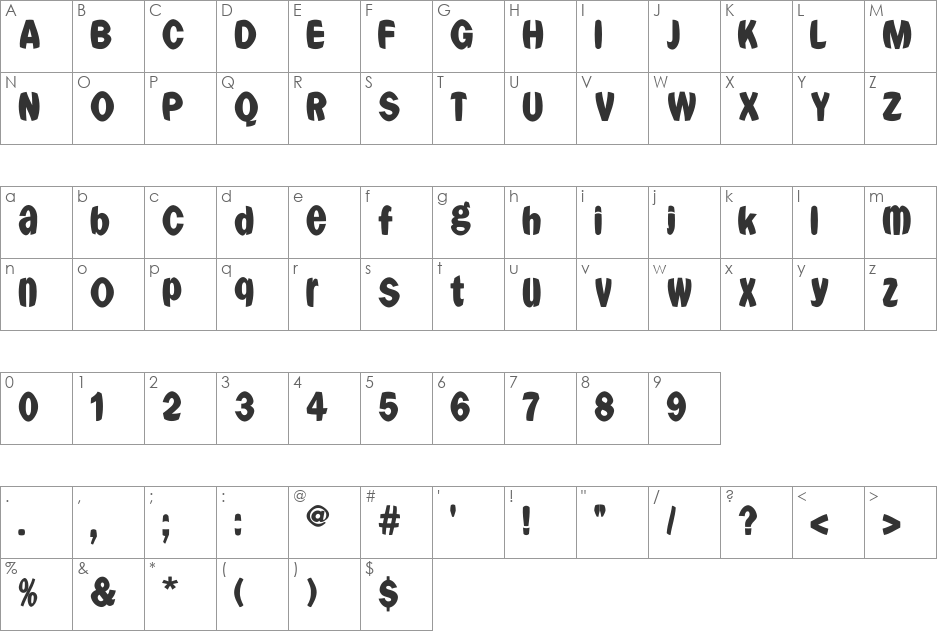 FranklySpokenFS font character map preview