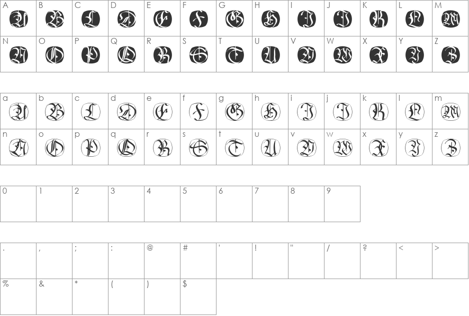 FraxBricKs font character map preview