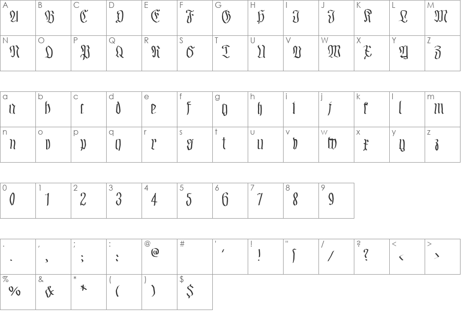 FraxMouseSketches font character map preview