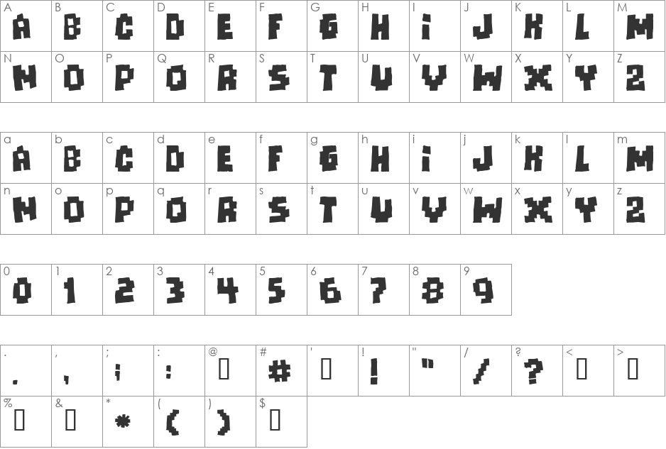 Freaks of Nature [massive] font character map preview