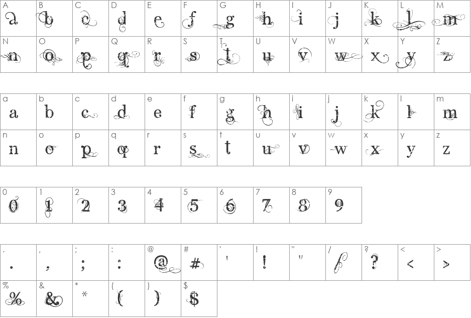 Angelic Peace font character map preview