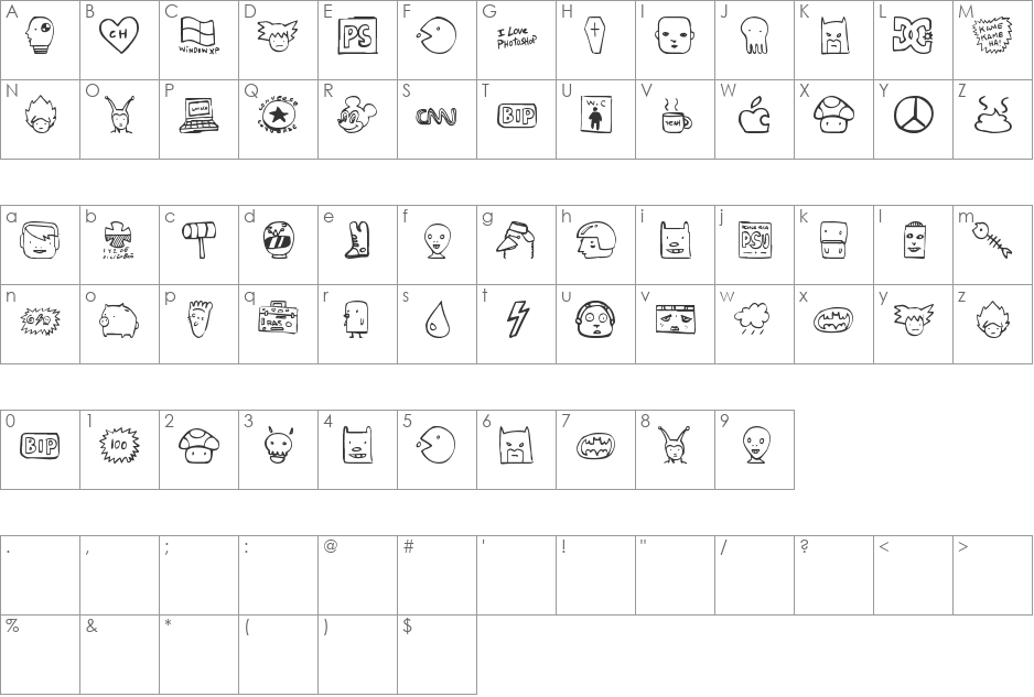 freaky font character map preview