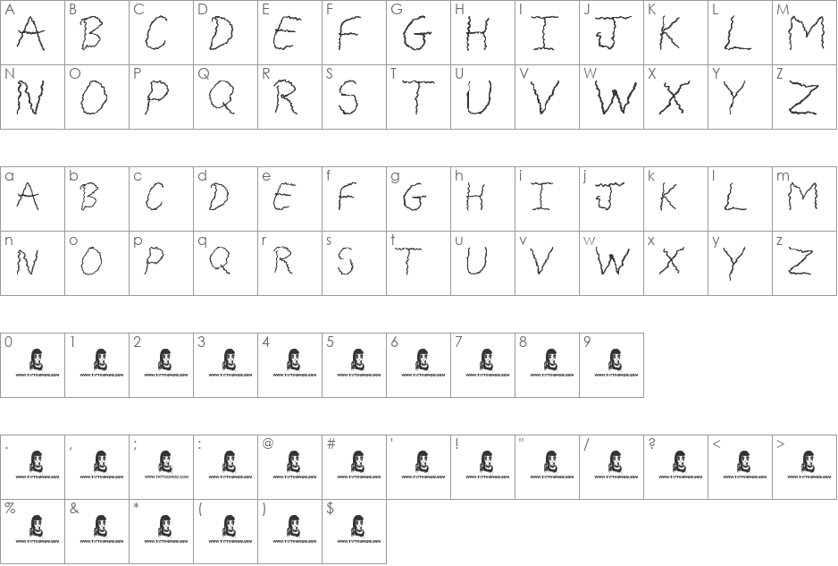 Freaky Friday font character map preview