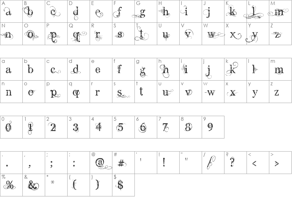 Angelic Peace font character map preview